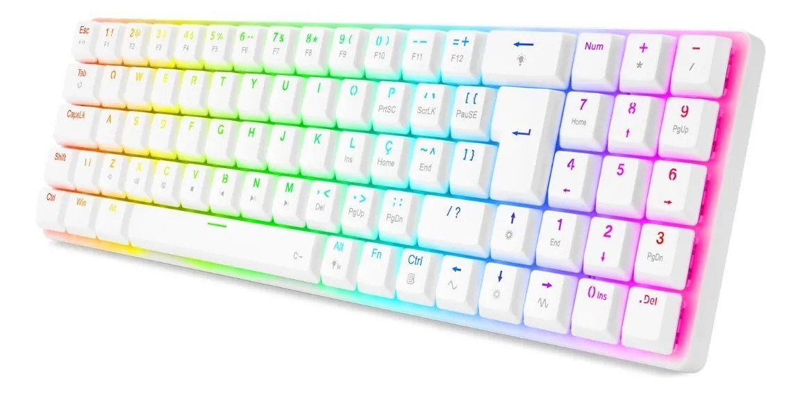 Redragon Ashe Rgb Lunar White Switch Azul Português Abnt2 🛒