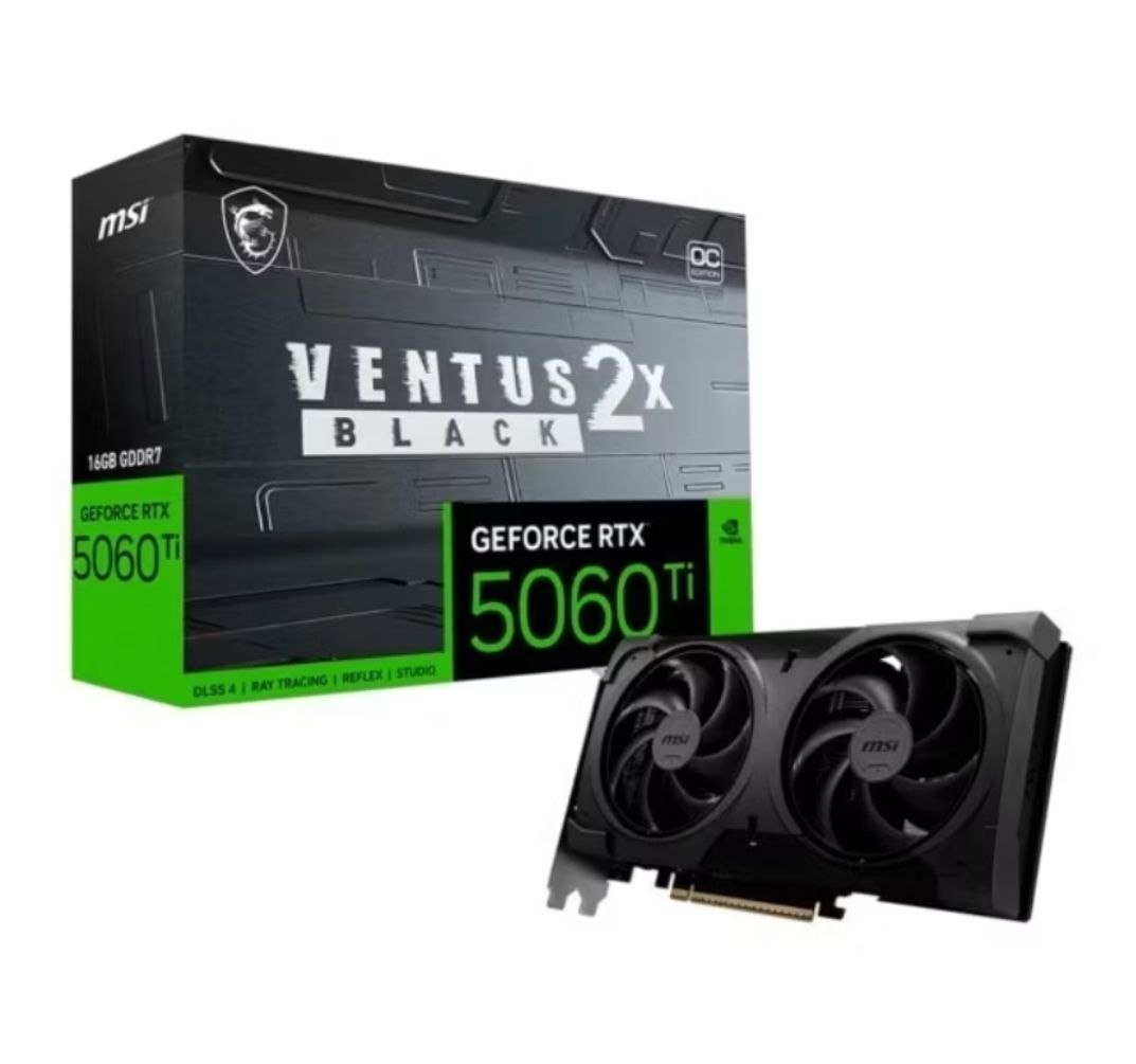 RTX 5060 TI 16 GB Placa de Vídeo GPU NV RTX5060TI 16GB GDDR7 128BITS VENTUS 2X OC BLACK PLUS MSI 912-V535-088 🛒