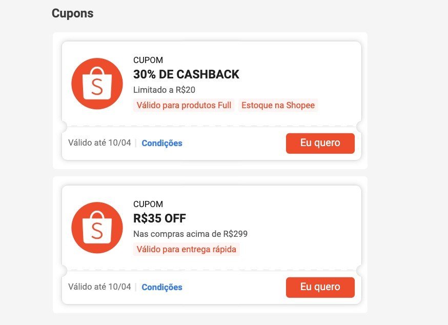 🔥 CUPONS DE DESCONTO SHOPEE