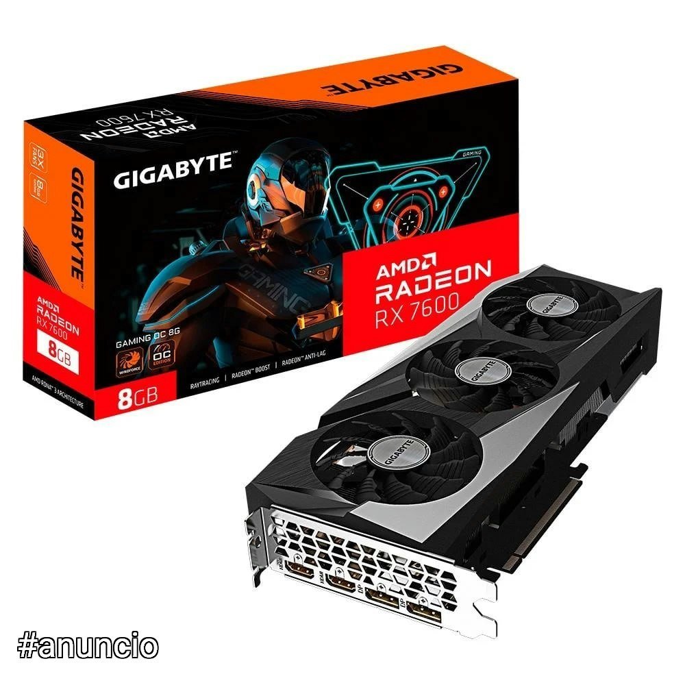 🔥 Placa de Vídeo RX 7600 GAMING OC 8G AMD Radeon Gigabyte, 8GB, GDDR6, 128bits, RGB