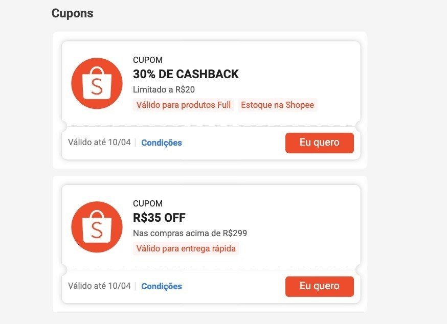 🔥 CUPONS DE DESCONTO SHOPEE