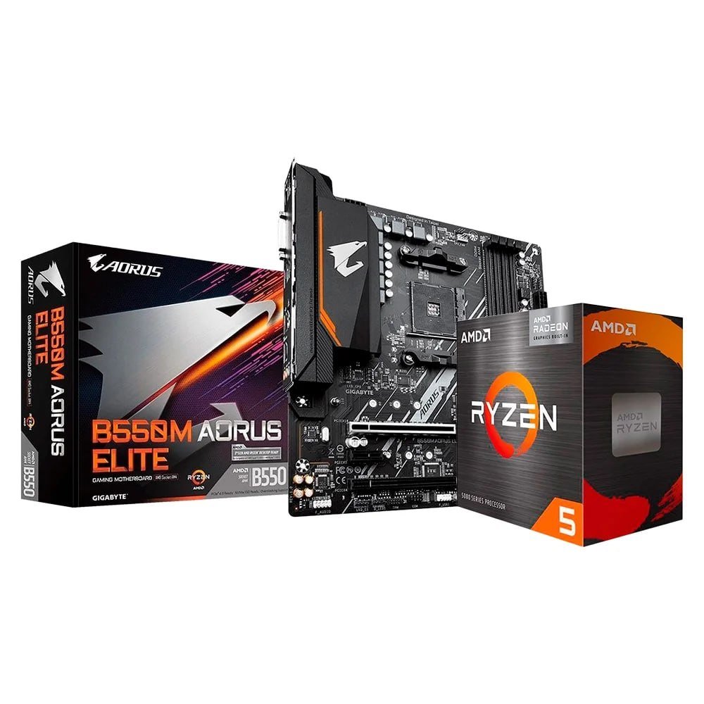 🔥 Processador AMD Ryzen 5 5600GT + Placa-Mãe Gigabyte B550M Aorus Elite Rev. 1.3