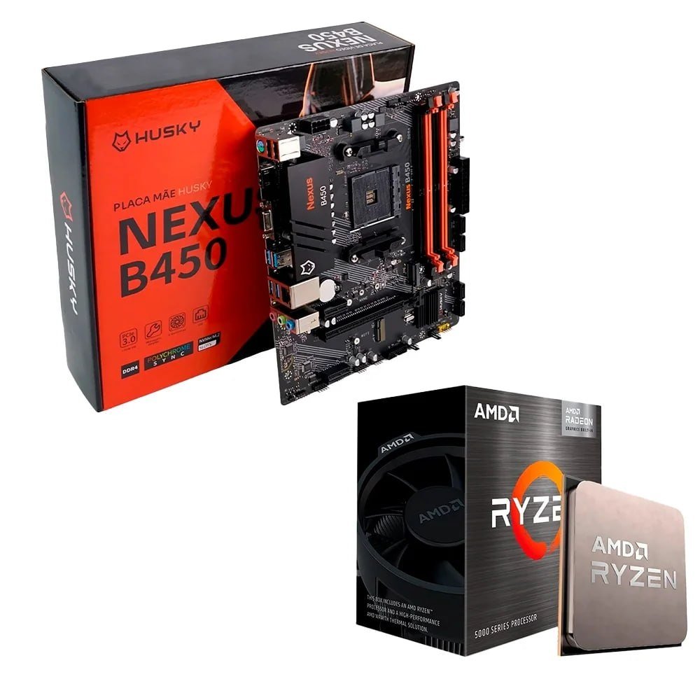 🔥 Kit Processador AMD Ryzen 5 4500 + Placa-Mãe Husky Nexus B450