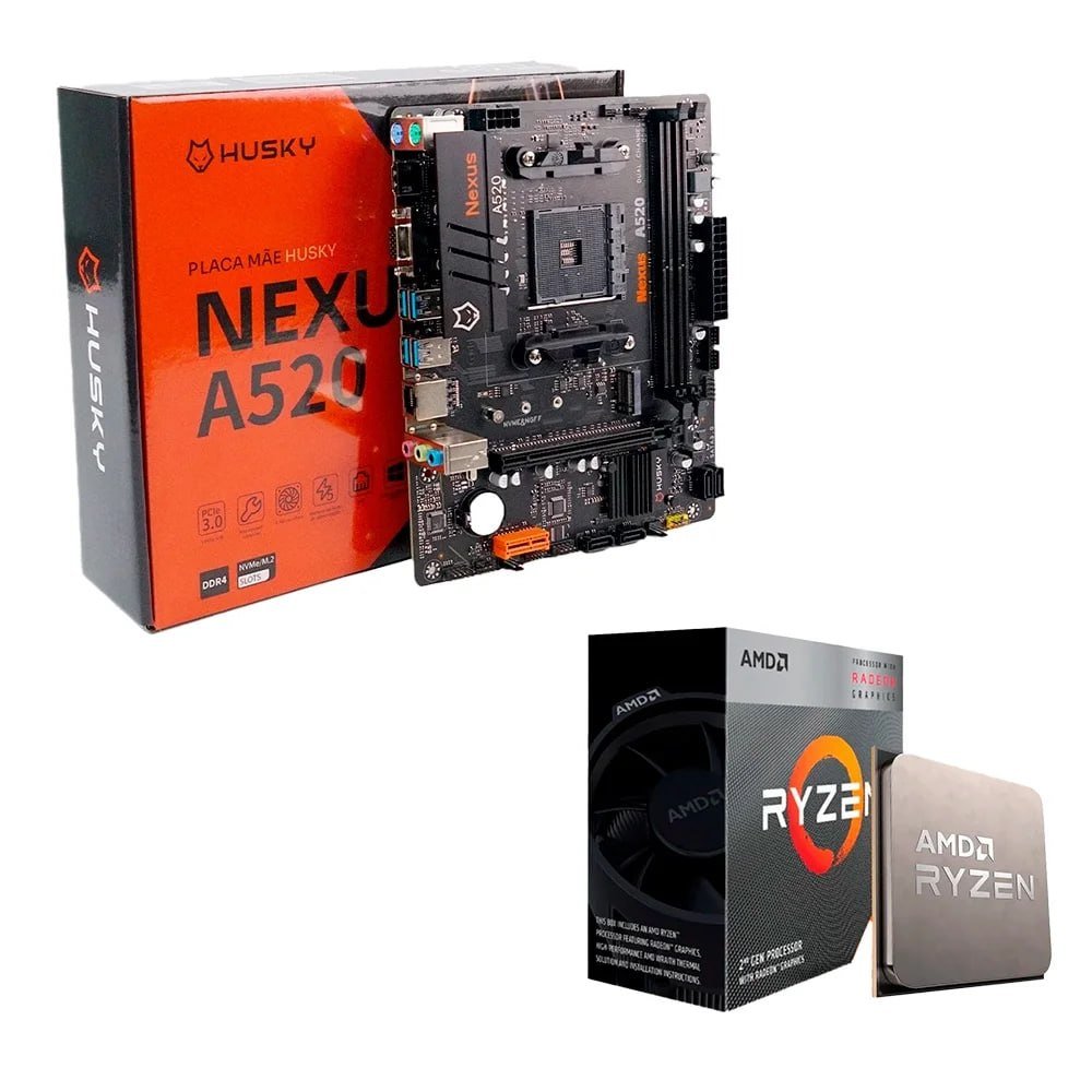 🔥 Kit Processador AMD Ryzen 3 3200G + Placa-Mãe Husky Nexus A520