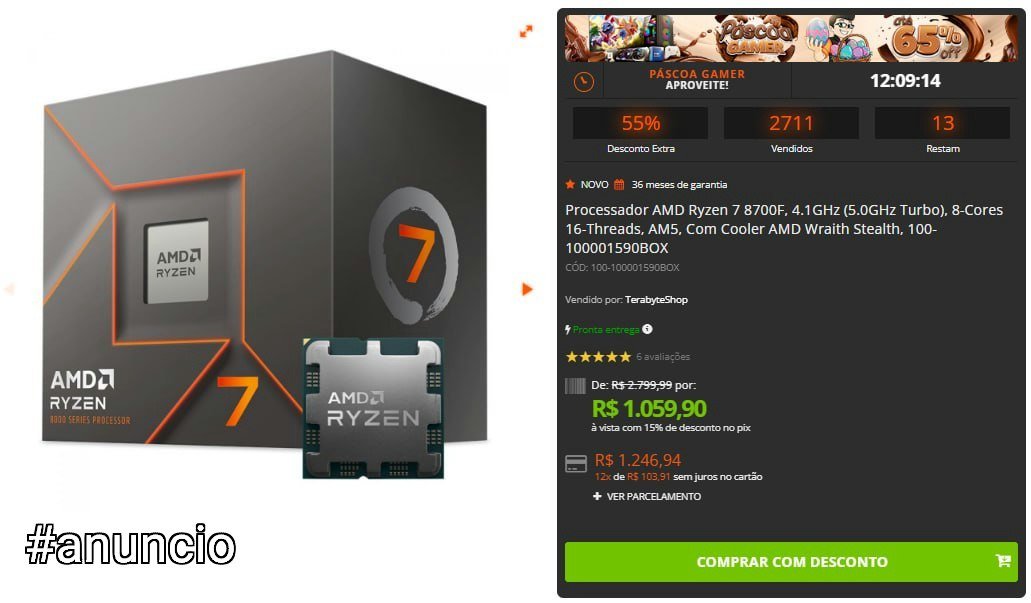 🔥 Processador AMD Ryzen 7 8700F