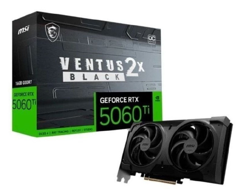 🔥 RTX 5060 TI Placa de Vídeo GPU NV RTX5060TI 16GB GDDR7 128BITS VENTUS 2X OC BLACK PLUS MSI 912-V535-088