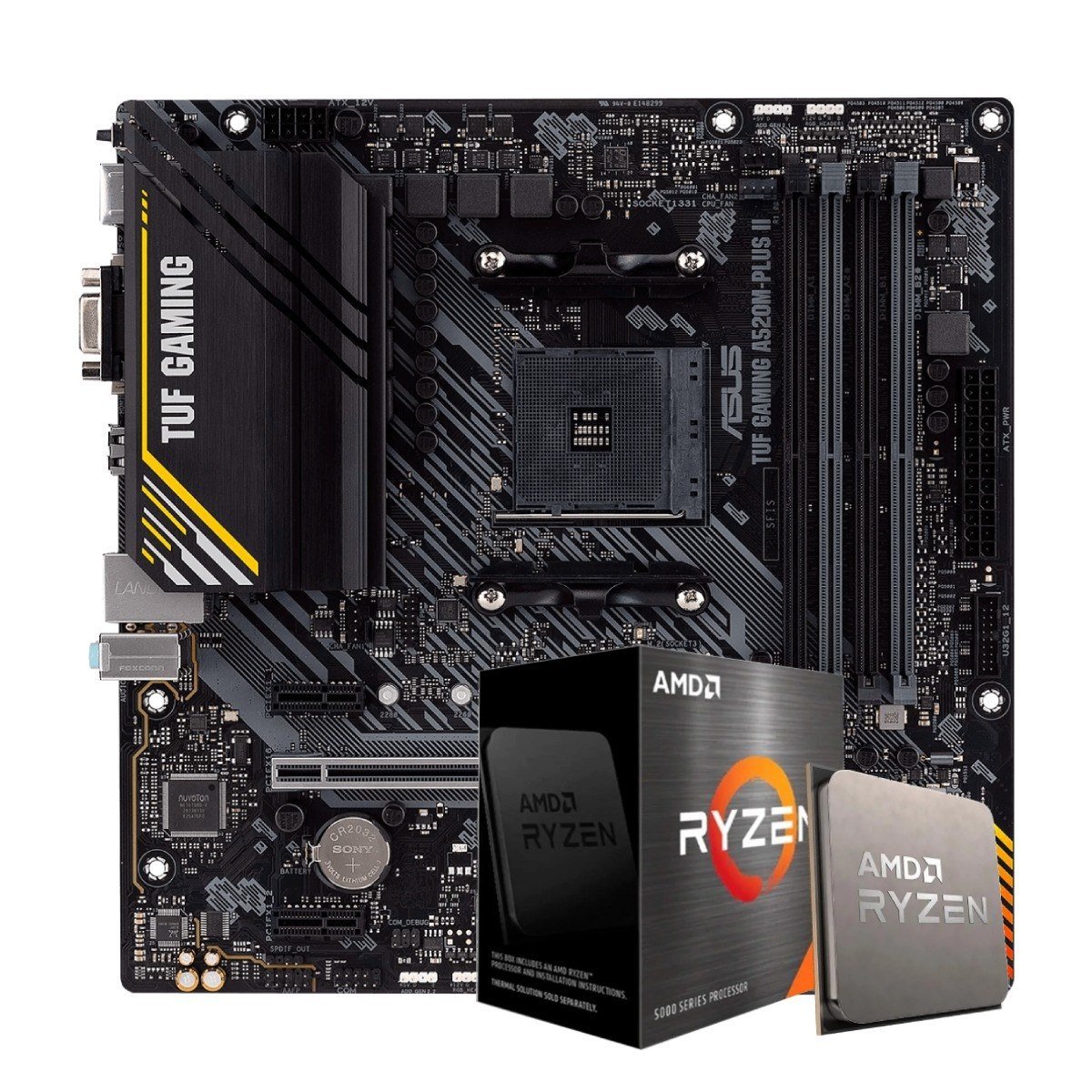 🔥 Kit Upgrade, AMD Ryzen 5 5500, Placa Mãe Asus TUF Gaming A520M-PLUS II