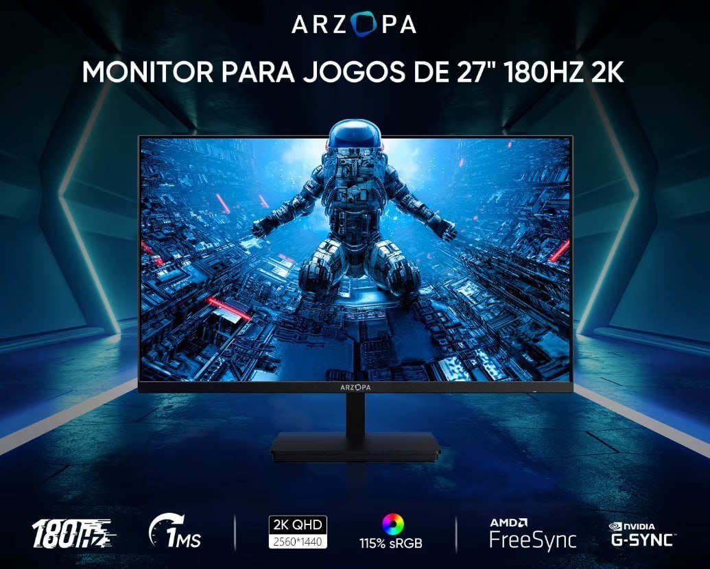 Monitor Gamer Arzopa 27" QHD Fast IPS 180Hz 1Ms 🛒