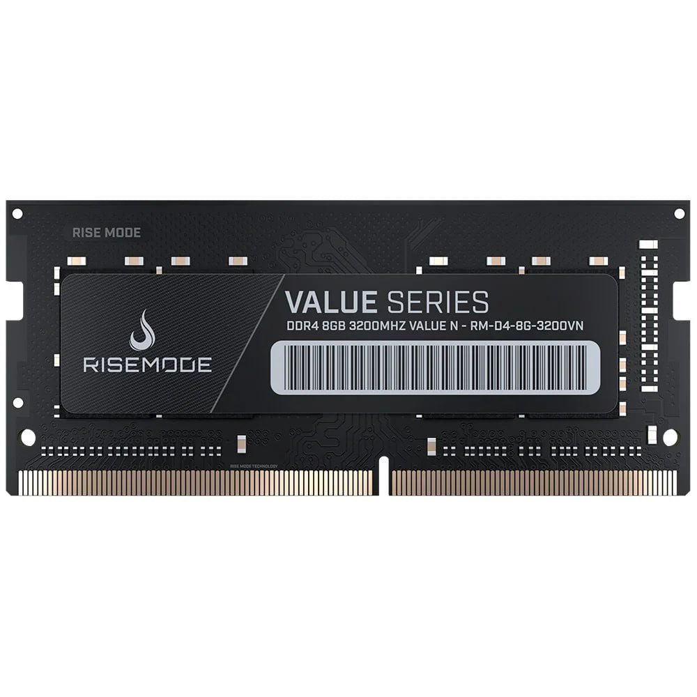 🔥 Memória para Notebook Rise Mode Value, 8GB, 3200MHz, DDR4, CL22, Preto - RM-D4-8G-3200VN