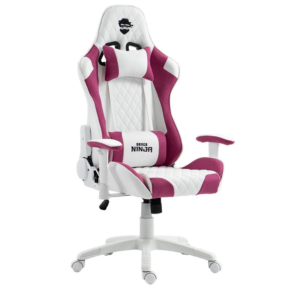Cadeira Gamer Ninja Kitsune, Reclinável, 2D, Tecido, Branco e Rosa, GN-CH-KTR2DWPF 🛒