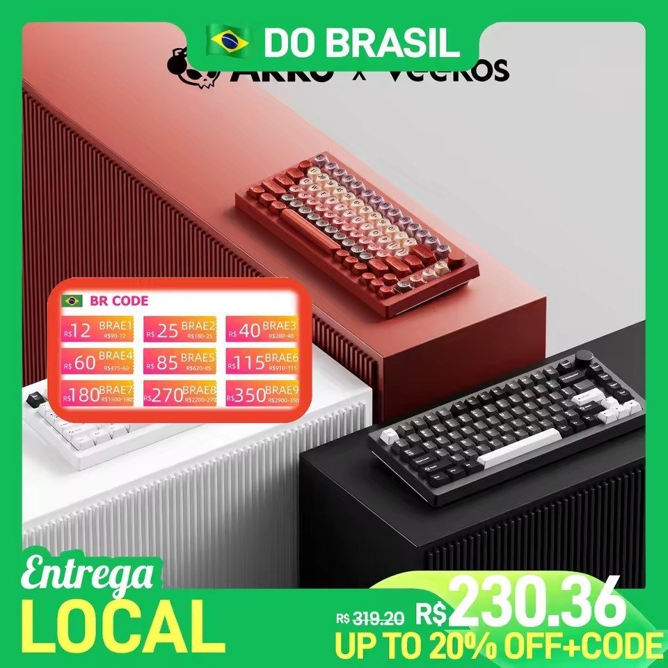 🔥 Teclado Mecânico Com Fio Akko x Veekos 5075S Black 8