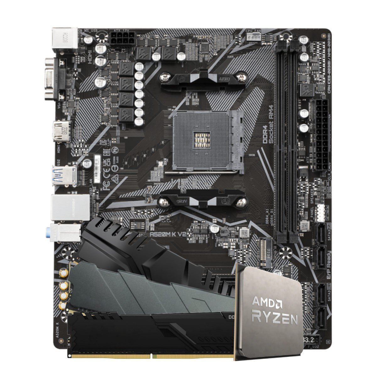 Kit Upgrade Ryzen 5 5500 + Placa Mãe A520 + 8GB DDR4 🛒