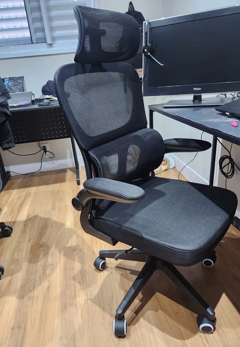 Cadeira Escritório Ergonômica Genebra B500 Luvinco Cor Preto Com Suporte Lombar Estofado Mesh 🛒