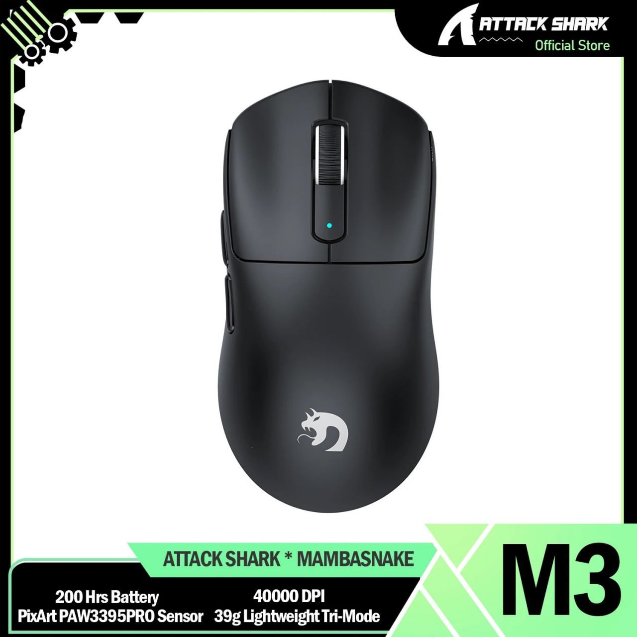 Mouse Gamer Attack Shark Mambasnake M3 39g 🛒