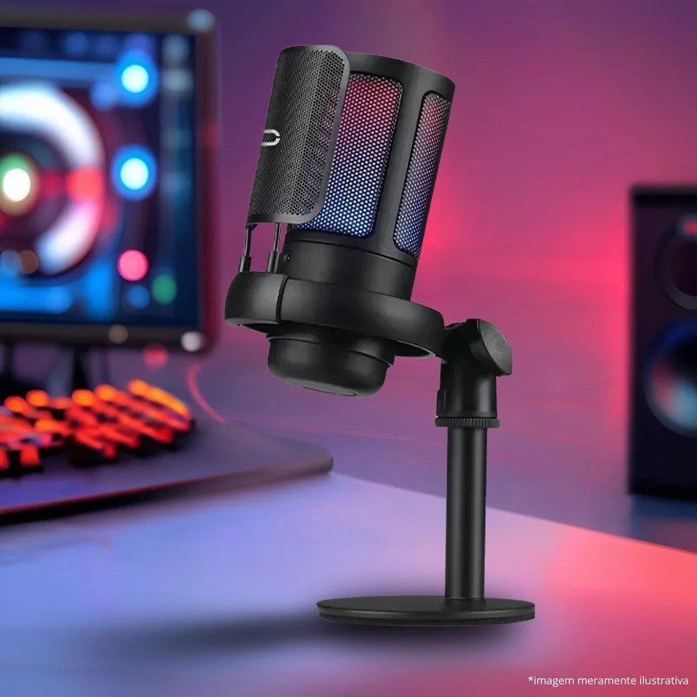 🔥 Microfone Gamer Condensador Profissional Rgb