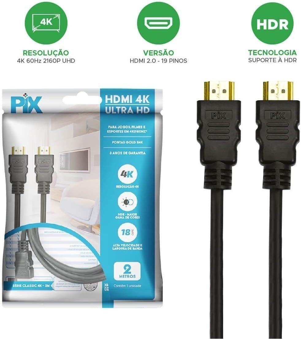 Cabo HDMI 2.0 4K HDR Pix Gold 2M 🛒