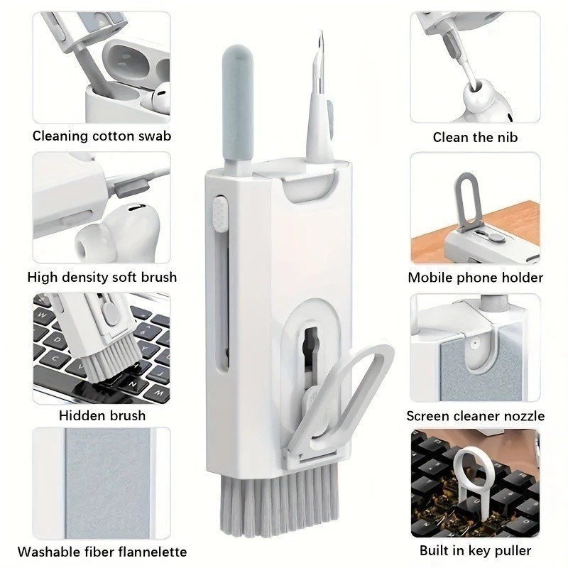 Escova de Limpeza de Teclado 8 em 1 Multifuncional Portátil para Computador 🛒