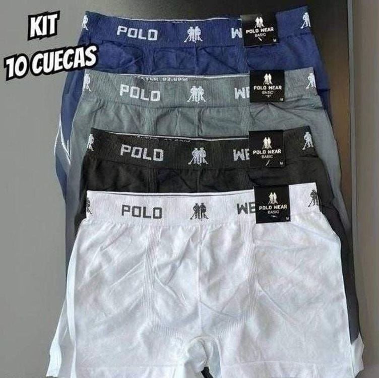 🔥 KIT 10 CUECAS MASCULINAS BOXER MICROFIBRA POLO WEAR SORTIDO