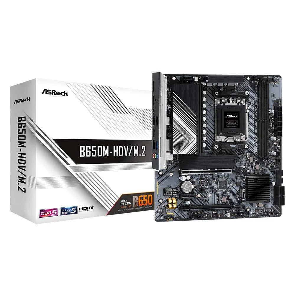 🔥 Placa-Mãe ASRock B650M-HDV/M.2, AMD B650, mATX, DDR5, Preto