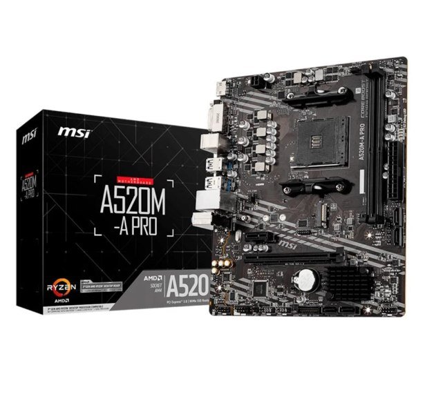 🔥 Placa-Mãe MSI A520M-A PRO, AMD AM4, mATX, DDR4, Preto