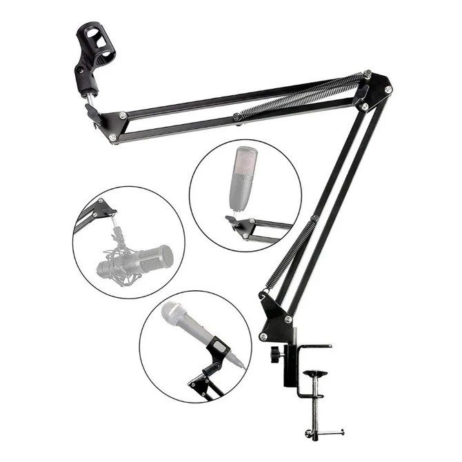 Suporte Articulável Para Microfone - Pedestal Apoio Mesa 🎤