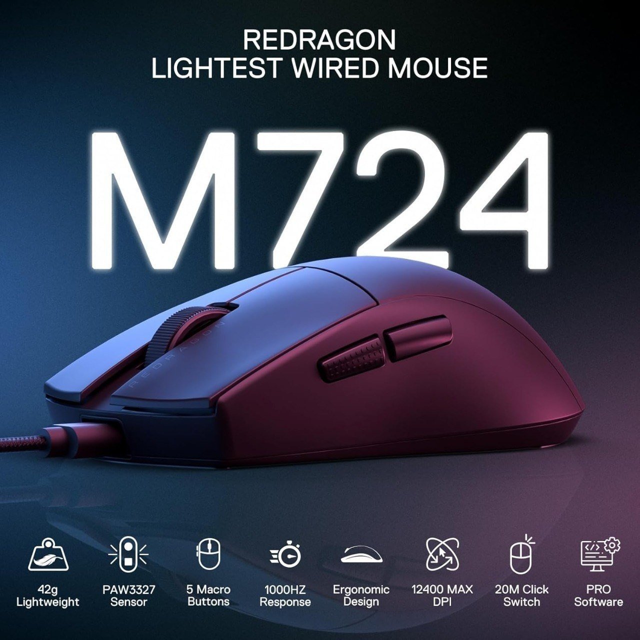 Mouse Gamer Redragon K1ng 1K Preto 🛒