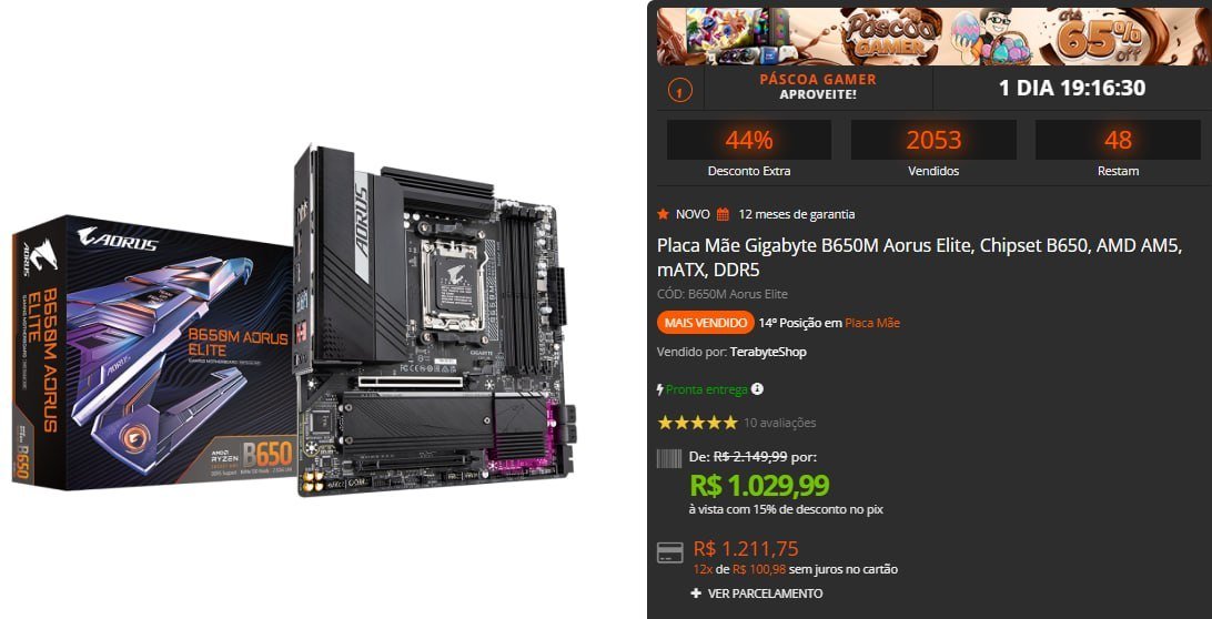 Placa Mãe Gigabyte B650M Aorus Elite 🛒
