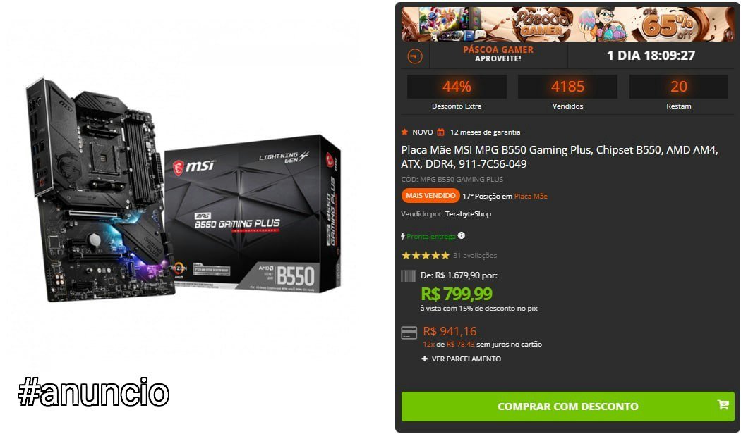 Placa Mãe MSI MPG B550 Gaming Plus 🛒