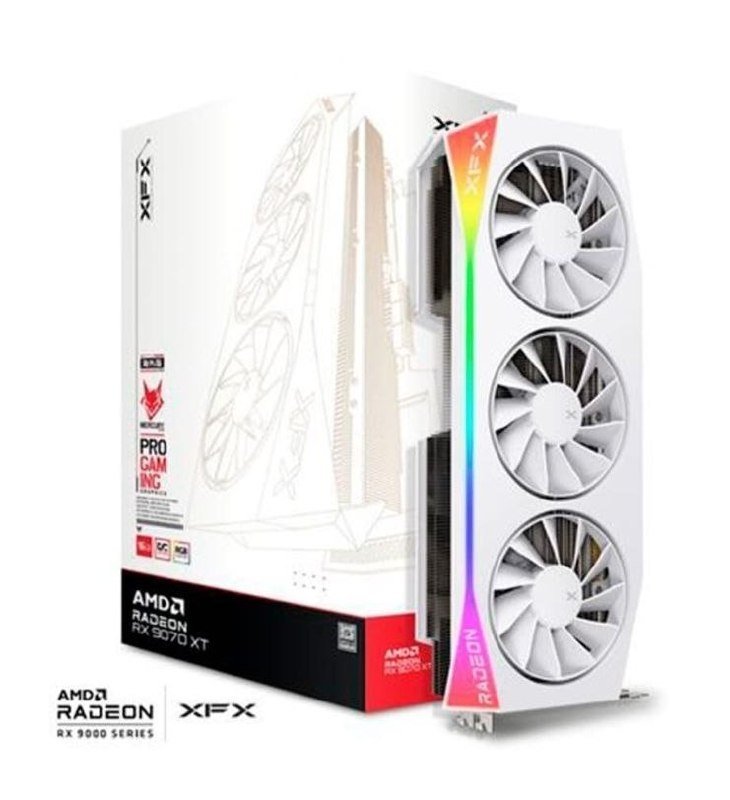 Placa de Vídeo XFX Mercury RX 9070 XT OC WHITE GAMING EDITION WITH AMD Radeon, RGB, 16GB, GDDR6, HDMI 3xDP, RDNA 4 - RX-97TRGBBW9 🛒