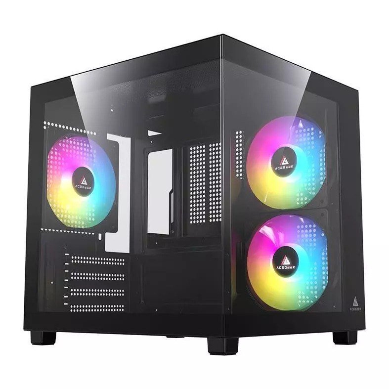 Gabinete Gamer Aquário Acegeek Ori Rainbow Mini-Tower Lateral e Vidro Com 3 Fans 🛒