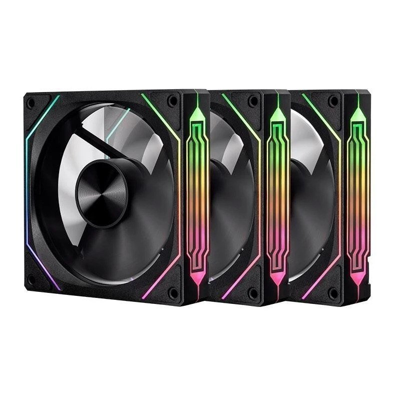 Kit Ventoinhas Pichau Ventus NX Reverse, ARGB, 3x120mm, Preto 🛒