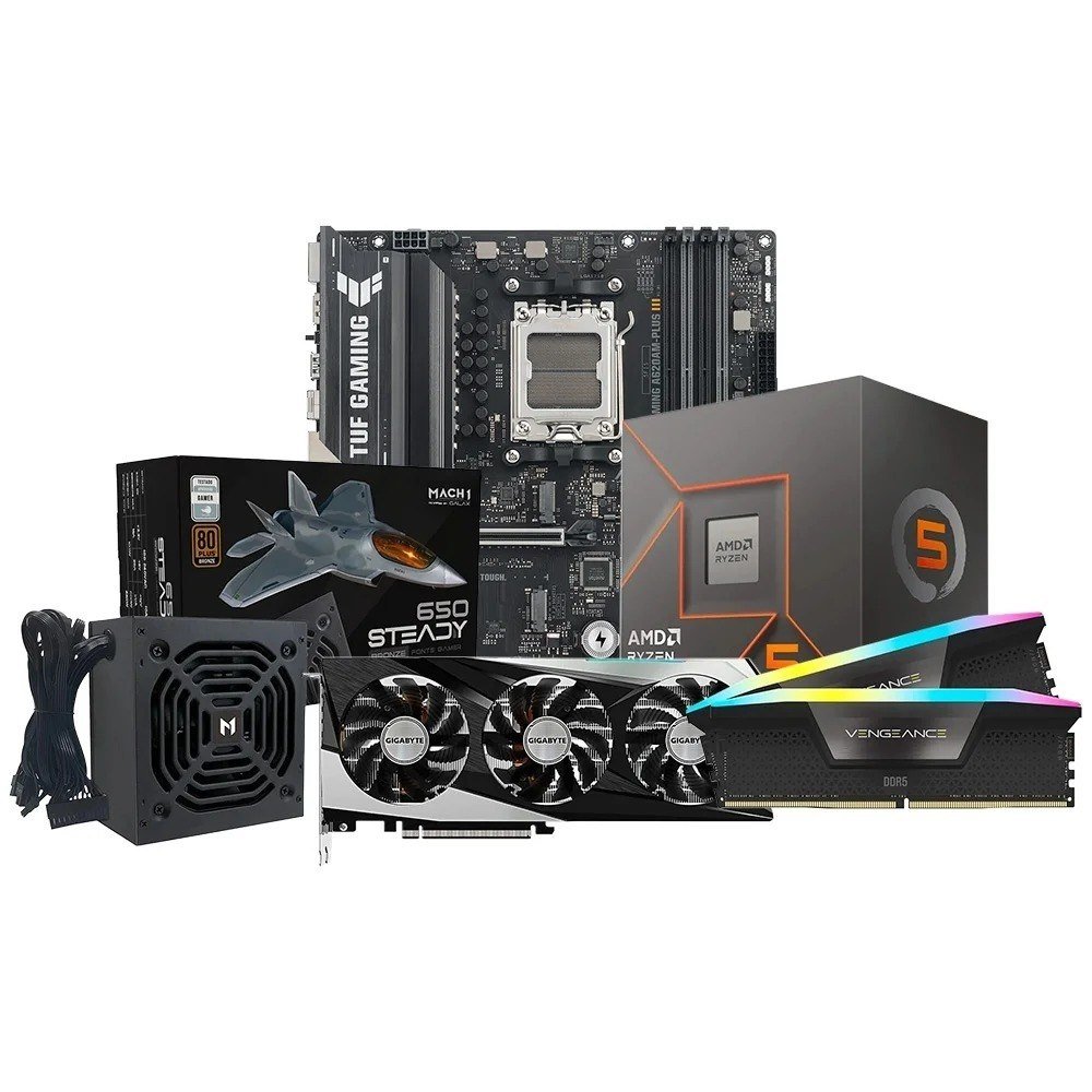 Kit Upgrade AMD Ryzen 5 8600G, A620AM-PLUS DDR5, RAM 16GB, RX 7600 OC 8G, Fonte 650W 🛒