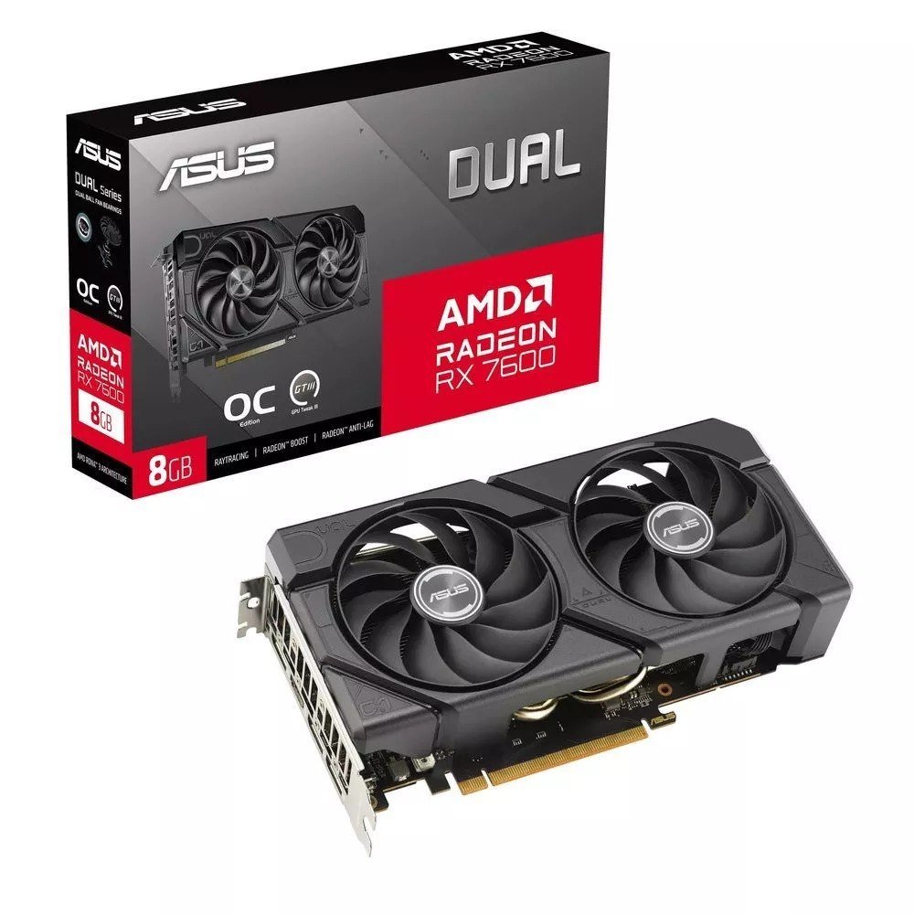 Placa de vídeo AMD Radeon Asus RX 7600 Evo Oc Edition 8GB GDDR6 128bits 🛒