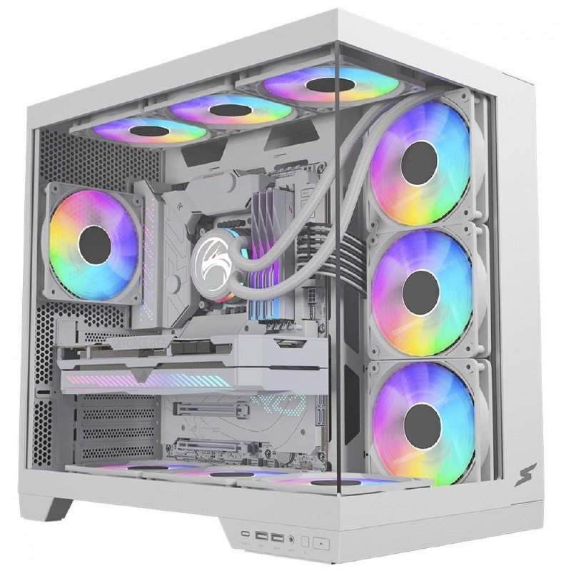 Gabinete Gamer SuperFrame Vhagar, Mid Tower, Vidro Temperado, ATX, Branco, Sem Fan, SF-CS-VGMAWSF 🛒