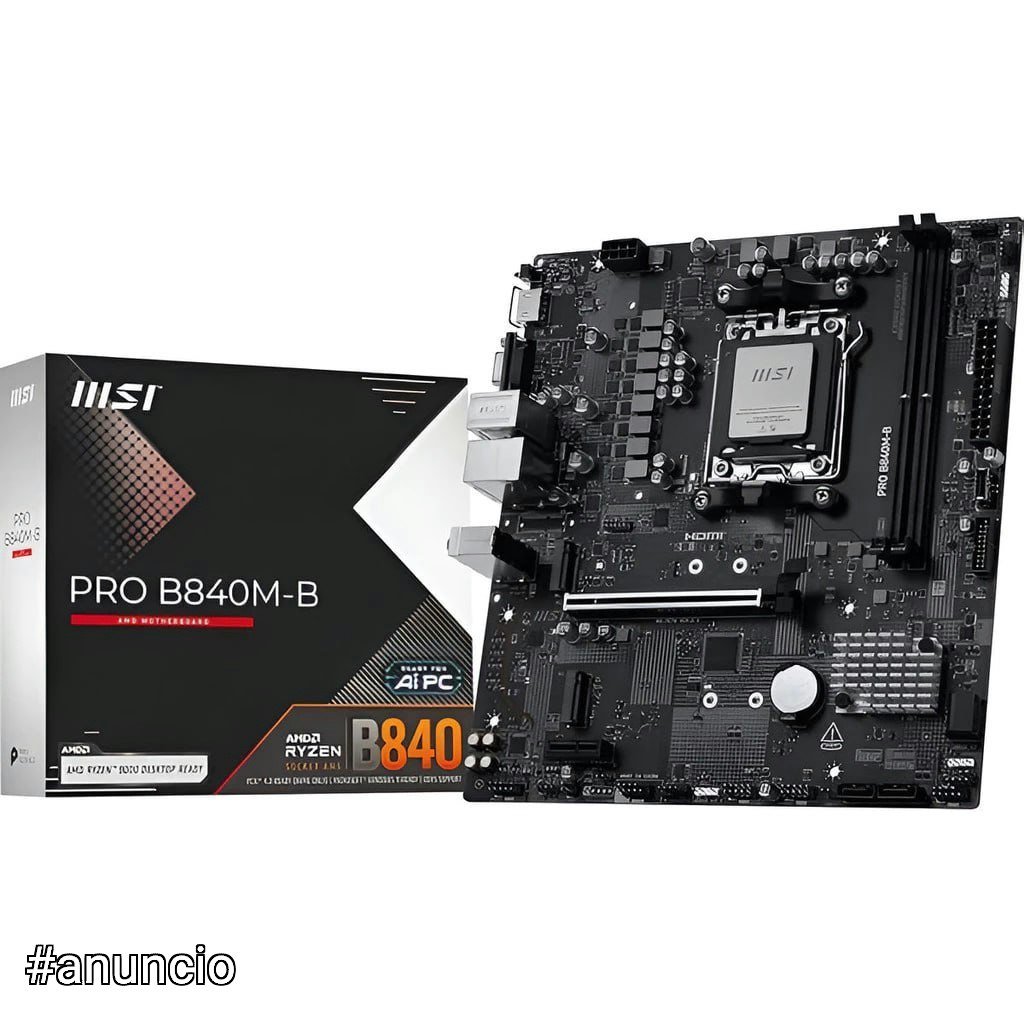 Placa-Mãe MSI PRO B840M-B AM5 para Ryzen DDR5 mATX M.2 NVMe HDMI VGA 🛒