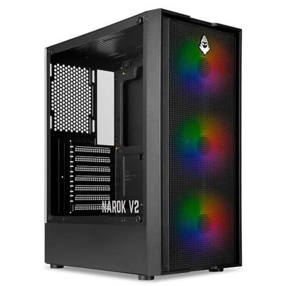 Gabinete Gamer Mancer Narok V2, Rainbow, Mid-Tower, Lateral de Vidro, Com 3 Fans, Preto, MCR-NRK-V2 🛒