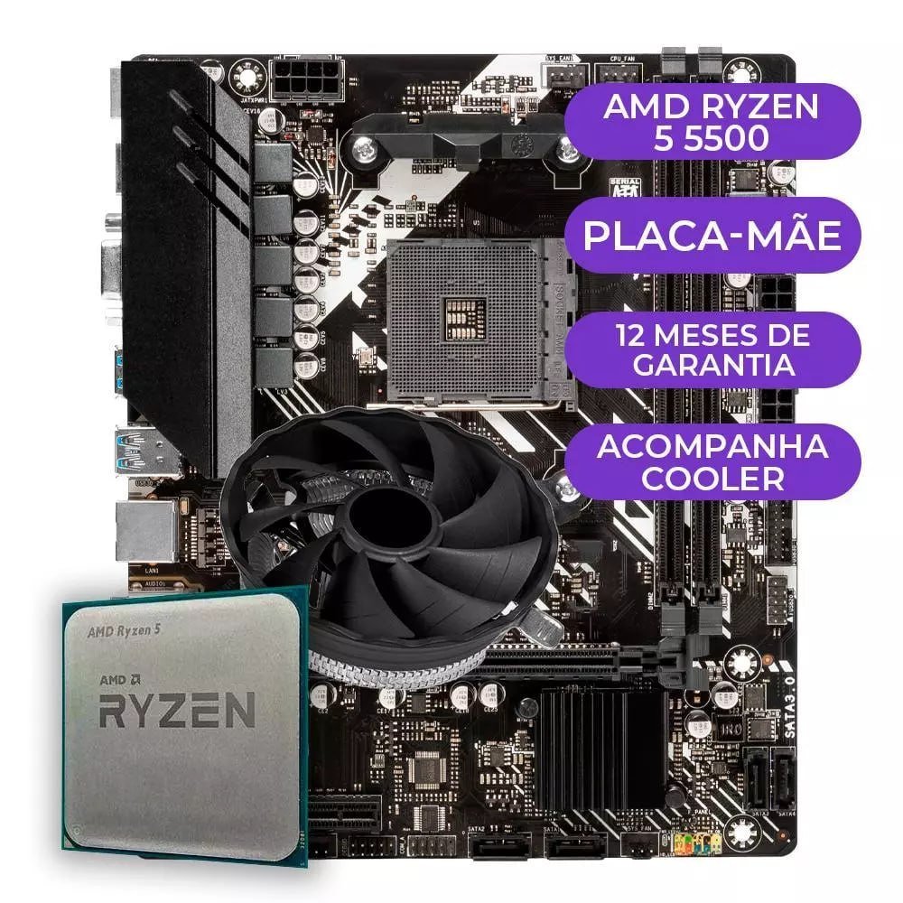 Kit Upgrade Gamer AMD Ryzen 5 5500 + B450M 🛒