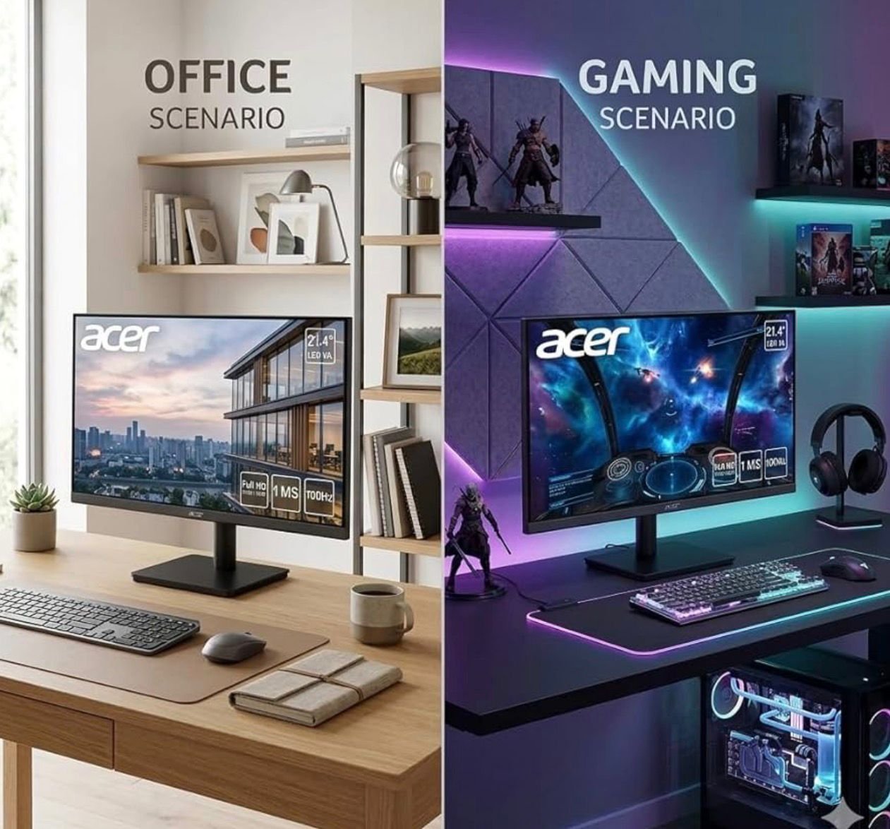 Monitor Acer 21,4" MK221Q Bi-LED VA Full HD 100Hz 1ms HDMI VGA VESA 🛒