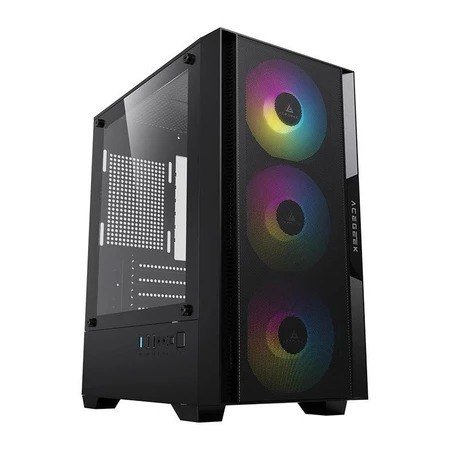 Gabinete Gamer Acegeek Stratus Mesh, Rainbow, Mid-Tower, Lateral de Vidro, Com 3 Fans, Preto 🛒
