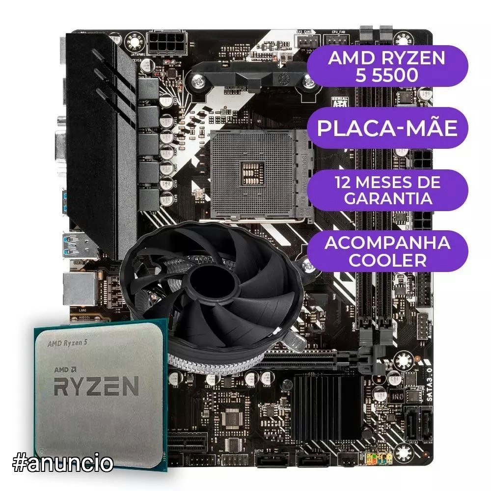 Kit Upgrade Gamer AMD Ryzen 5 5500 + B450M 🛒