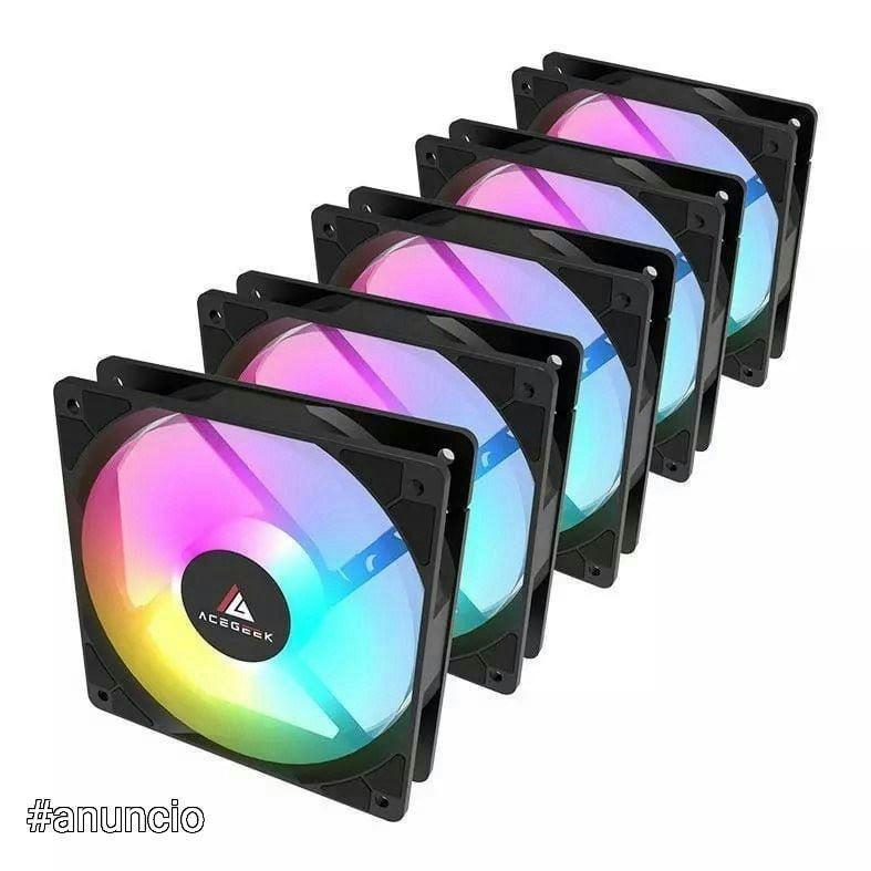 Kit 5 Ventoinhas Acegeek RW12 5x1 Rainbow 5x120mm 56,7 CFM 🛒