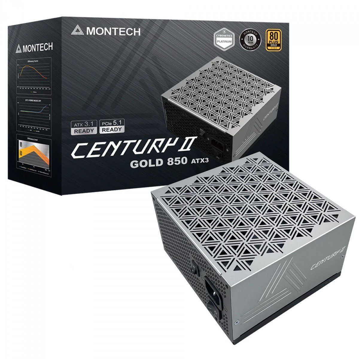 Fonte Montech Century II 850W 80 Plus Gold Cybenetics Platinum 🛒