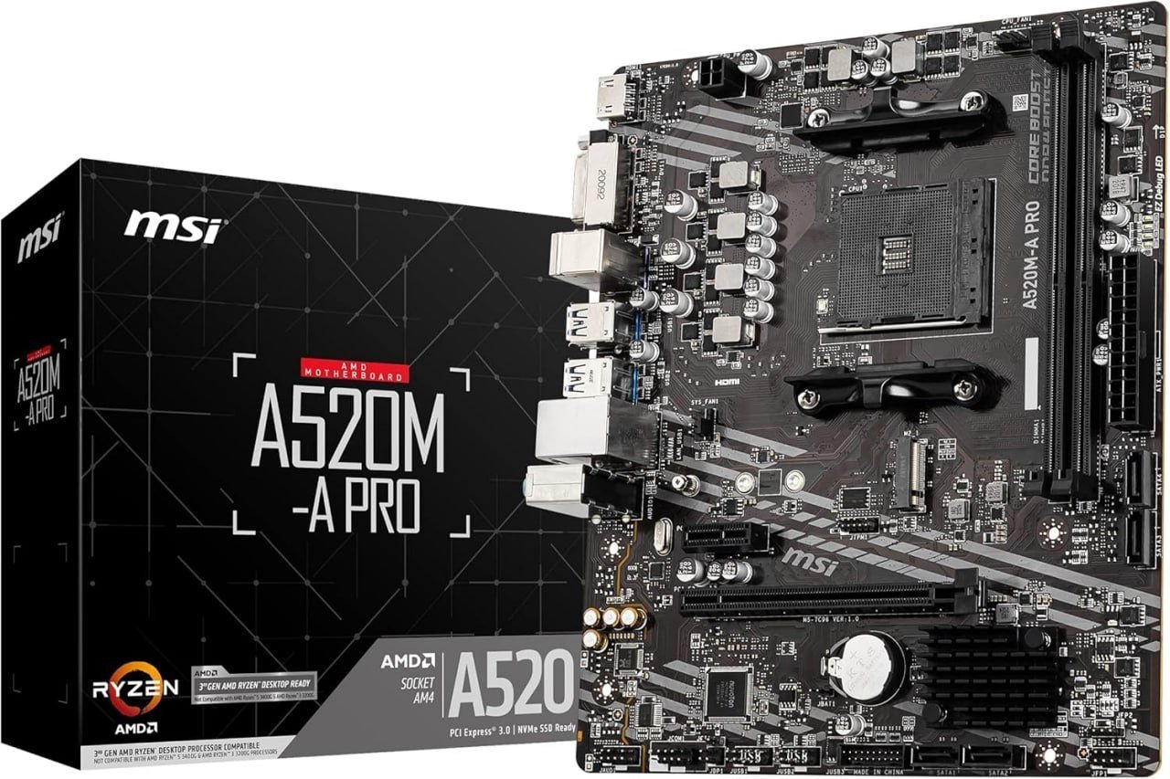 Placa Mãe MSI A520M-A PRO (AM4/2xDDR4/HDMI/DVI-D/M.2/USB 3.2) 🛒