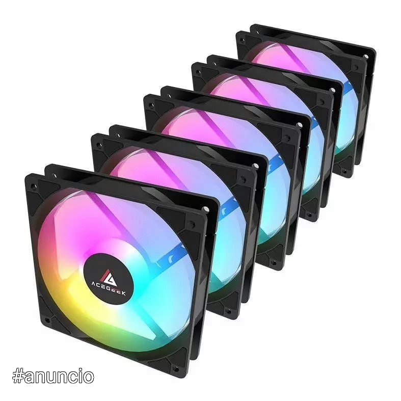 Kit 5 Ventoinhas Acegeek RW12 Rainbow 5x120mm 56,7 CFM 🛒