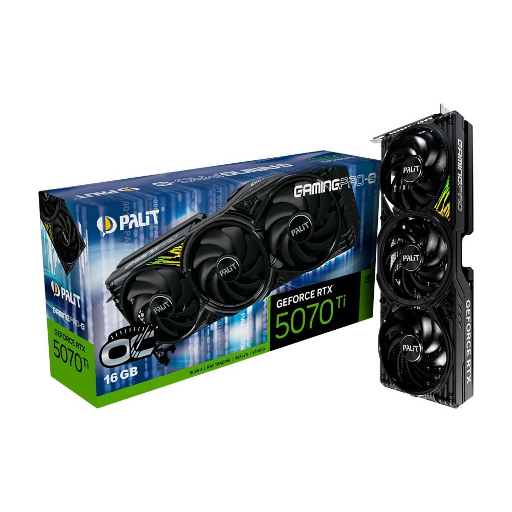 Placa de Video Palit GeForce RTX 5070 Ti 16GB GamingPro-S OC GDDR7 256bits NE7507TS19T2-GB2031U 🛒