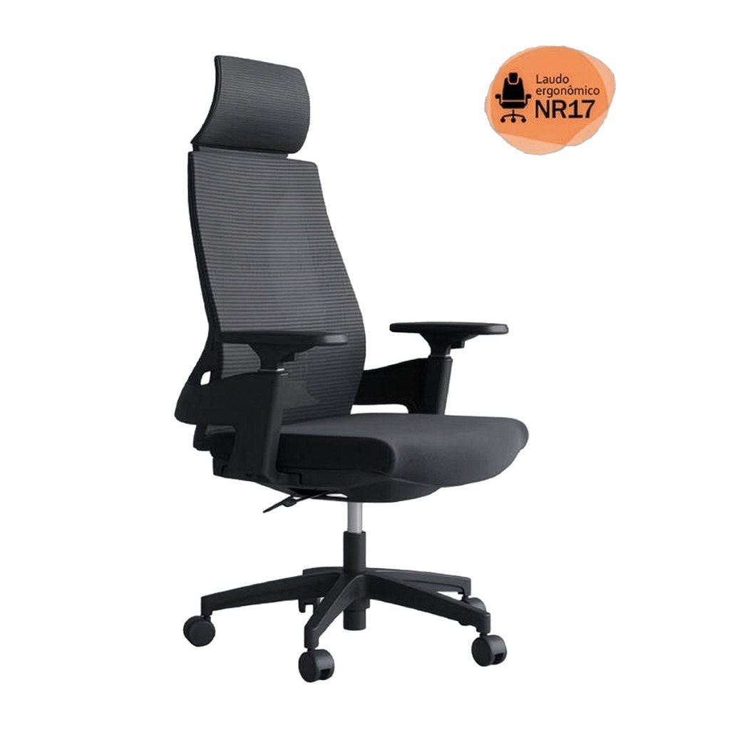 Cadeira de Escritório Presidente Ergonômica Giratória Modelo Toledo Cor Preta Certificada NR17 🛒
