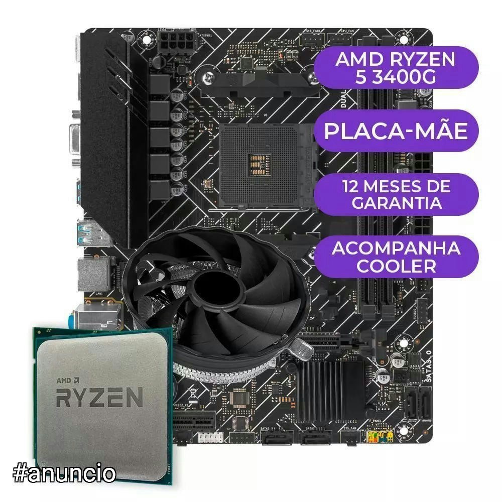 Kit Upgrade Gamer AMD Ryzen 5 3400g + B450m 🎮