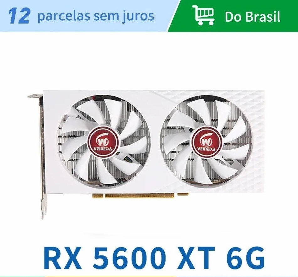 Veineda RX5600xt 6GB White Placa de Vídeo AMD RX 5600 XT AMD 5600XT Branca (usada) 🛒