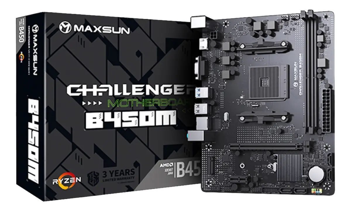 Placa Mãe Maxsun B450M MS-Challenger AM4 DDR4 M-ATX AMD 🛒