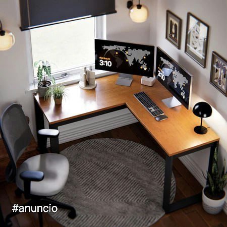 Escrivaninha de Canto Berlim em L MDF MDP Preto Cinamomo Mesa Home Office Escritório Moderna 🛒